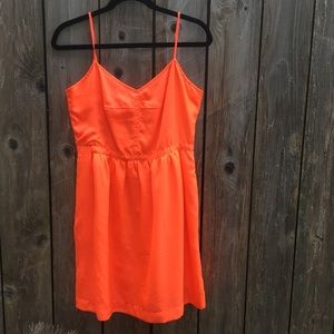 Neon Orange Thin Strapped Dress